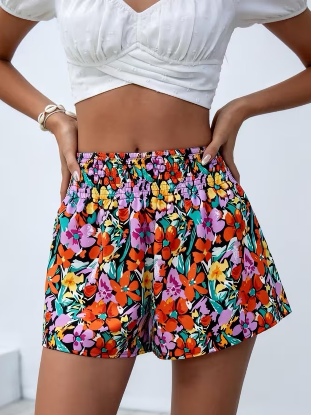 Women's Floral Multi Color Athletic Shorts